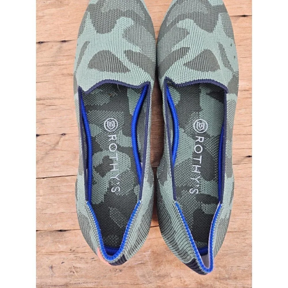 Rothy's The Loafer Olive Camo Womens 10.5 Shoes Camoflage